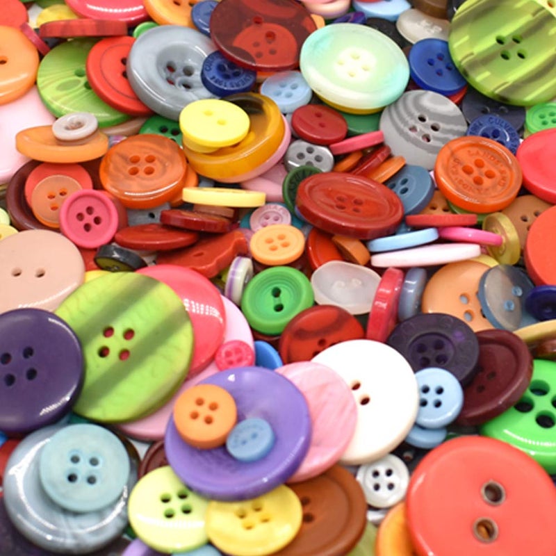 Renashed 600 PCS Assorted Size Resin Round Buttons DIY Craft Sewing Decorations for Kid's Painting - Image 4